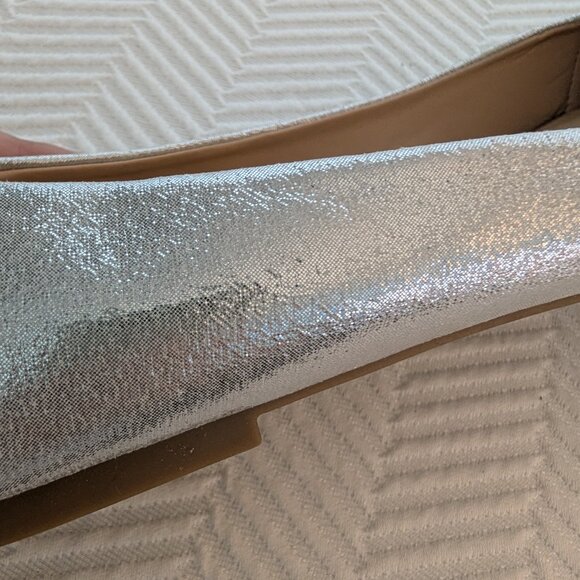 Aldo Silver Sparkle Pointy Toe Flats Size 9 Rhinestone Embellished Wedding - Picture 6 of 9